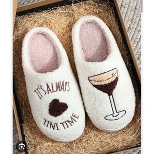 It's Always Tini Time Slippers – White – Size 41-42 – Great Condition